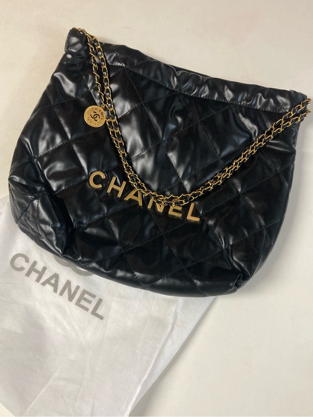 Black Quilted Gold Chain Bag